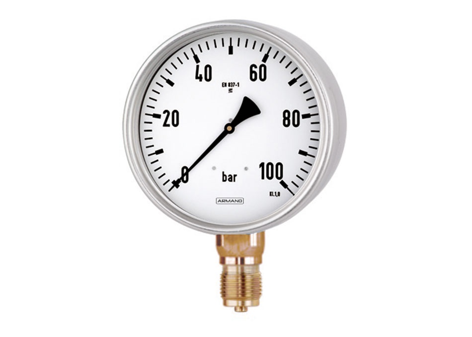 High pressure side: Bourdon tube pressure gauge RCh 100 – 1 ARMANO Messtechnik GmbH